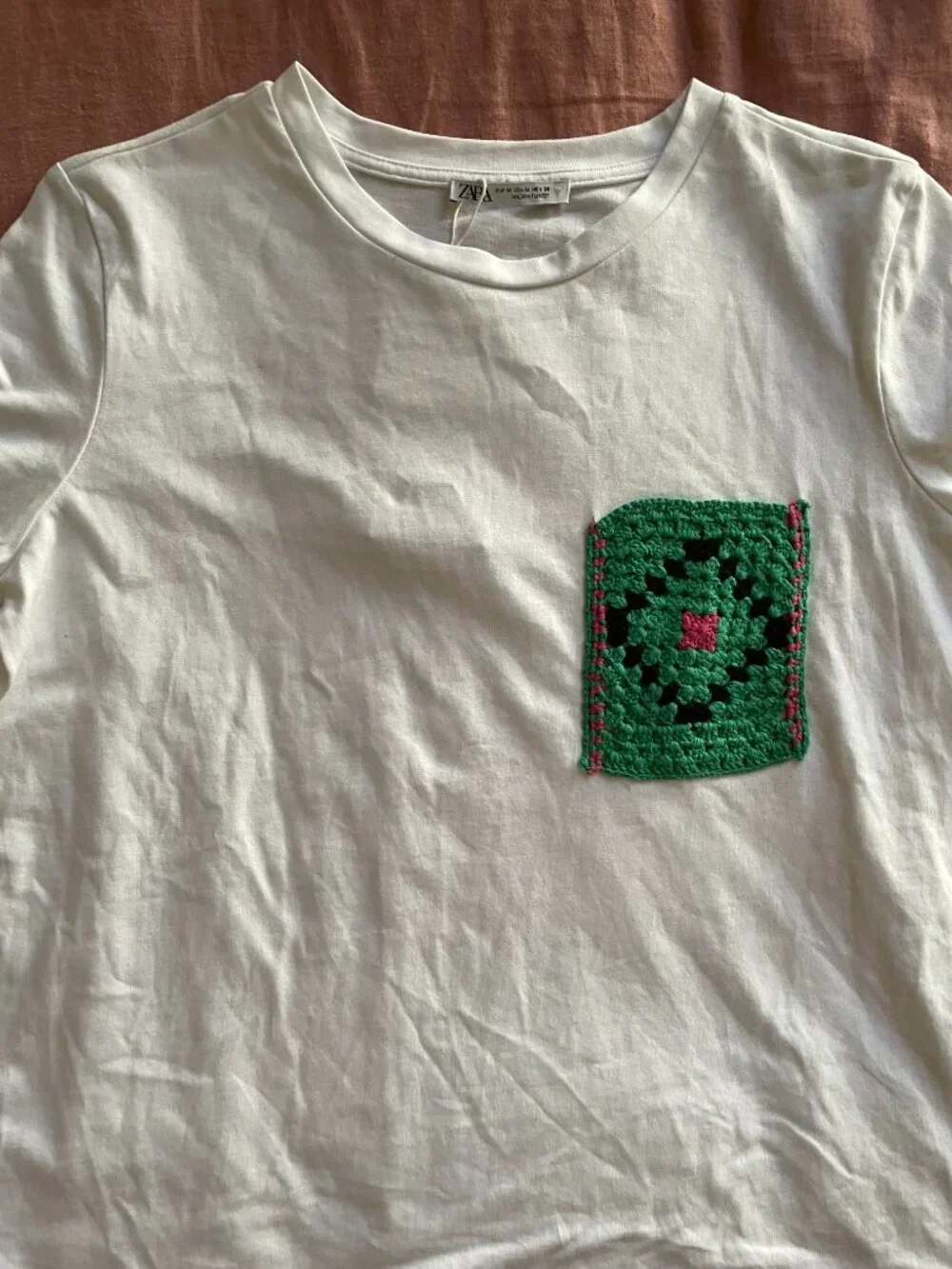 ZARA Hand Made Tarn Pocket White Tee NWT- Size M